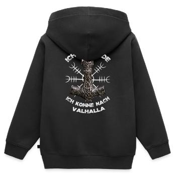 Ich bin Heide - Ich komme nach VALHALLA - Kinder Premium Organic Zip Hoodie - Schwarz - Hinten - AI Model Kid Male (0cm)
