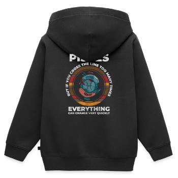 Signe du zodiaque Neptune Mars Planète - Sweat Premium à capuche zippé enfant bio - noir - Dos - AI Model Kid Male (0cm)