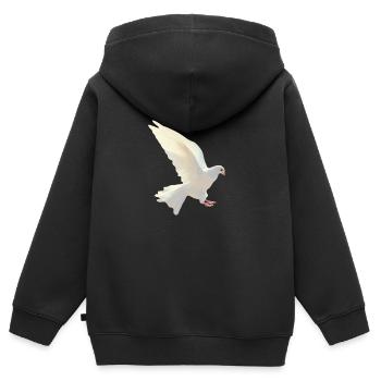Weiße Taube - Kinder Premium Organic Zip Hoodie - Schwarz - Hinten - AI Model Kid Male (0cm)