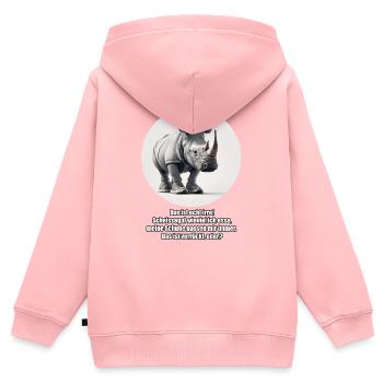 Rhinozeros (Nashorn) mit Turnschuhen - Kinder Premium Organic Zip Hoodie - Rosa - Hinten - AI Model Kid Female (0cm)