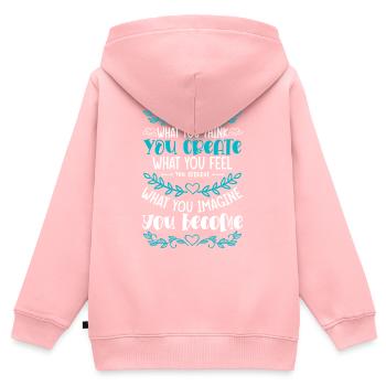 Énergie positive Yoga fort - Sweat Premium à capuche zippé enfant bio - rose - Dos - AI Model Kid Female (0cm)
