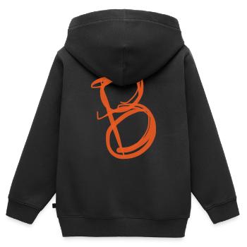 Orange B sur T-shirt noir - Sweat Premium à capuche zippé enfant bio - noir - Dos - AI Model Kid Male (0cm)