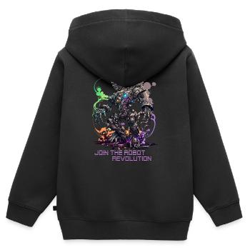 Join the Robot Revolution! - Kids Premium Organic Zip-up Hoodie - black - Back - AI Model Kid Male (0cm)