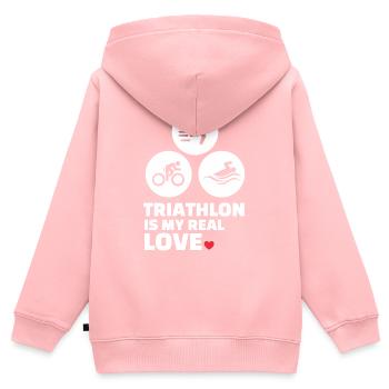Ich Liebe Triathlon - Kinder Premium Organic Zip Hoodie - Rosa - Hinten - AI Model Kid Female (0cm)