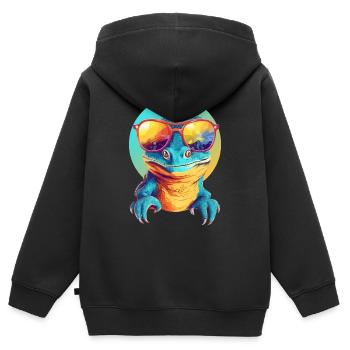 Mali le lézard - Sweat Premium à capuche zippé enfant bio - noir - Dos - AI Model Kid Male (0cm)