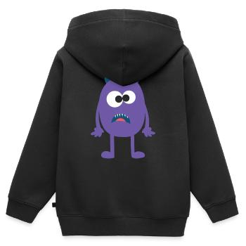 starring purple monster - Kinder Premium Organic Zip Hoodie - Schwarz - Hinten - AI Model Kid Male (0cm)