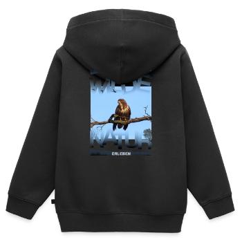 wilde Natur Bussard - Kinder Premium Organic Zip Hoodie - Schwarz - Hinten - AI Model Kid Male (0cm)