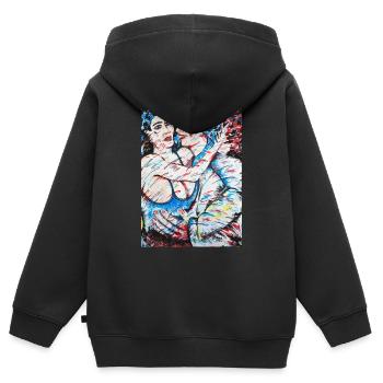 Escort Mädchen - Kinder Premium Organic Zip Hoodie - Schwarz - Hinten - AI Model Kid Male (0cm)