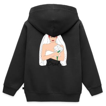 Bride Red 1 - Kids Premium Organic Zip-up Hoodie - black - Back - AI Model Kid Male (0cm)
