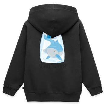 Bitte kein Plastik - Dolphin - Kinder Premium Organic Zip Hoodie - Schwarz - Hinten - AI Model Kid Male (0cm)