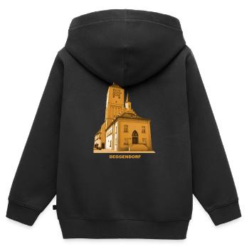 Hôtel de ville de Deggendorf Basse-Bavière Danube Isar - Sweat Premium à capuche zippé enfant bio - noir - Dos - AI Model Kid Male (0cm)