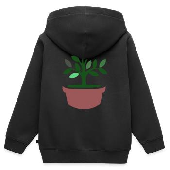 Pflanze im Blumentopf - Symbol Logo - Kinder Premium Organic Zip Hoodie - Schwarz - Hinten - AI Model Kid Male (0cm)