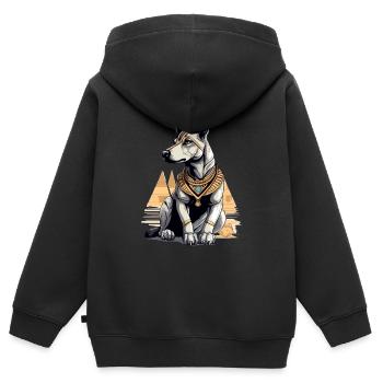 Egyptian dog n°1 - Kids Premium Organic Zip-up Hoodie - black - Back - AI Model Kid Male (0cm)