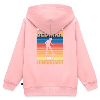 Skater Longboard Sport Fan - Kinder Premium Organic Zip Hoodie - Rosa - Hinten - AI Model Kid Female (0cm)