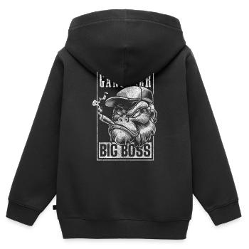 Affe Sport Natur Primat - Kinder Premium Organic Zip Hoodie - Schwarz - Hinten - AI Model Kid Male (0cm)