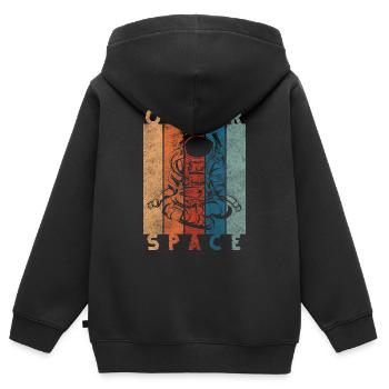 Astronaute Planète Cosmos - Sweat Premium à capuche zippé enfant bio - noir - Dos - AI Model Kid Male (0cm)