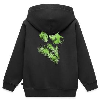 Golden Retriever Zeichnung Kopf grün - Kinder Premium Organic Zip Hoodie - Schwarz - Hinten - AI Model Kid Male (0cm)