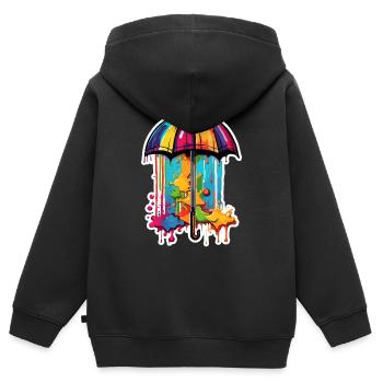 Regenschirm / Wetter / Niederschlag / Regentropfen - Kinder Premium Organic Zip Hoodie - Schwarz - Hinten - AI Model Kid Male (0cm)