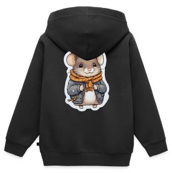 Mäuschen in kalter Jahreszeit - Kinder Premium Organic Zip Hoodie - Schwarz - Hinten - AI Model Kid Male (0cm)