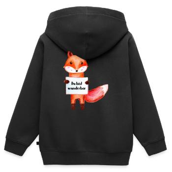 Fuchs - Du bist wunderbar - Kinder Premium Organic Zip Hoodie - Schwarz - Hinten - AI Model Kid Male (0cm)