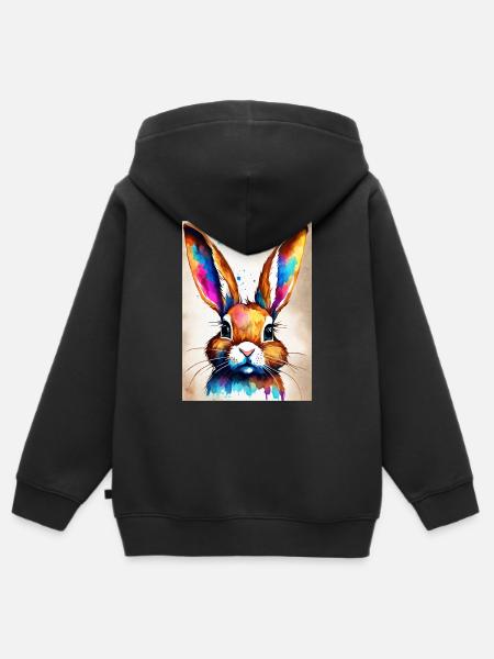 Rabbit - Kinder Premium Organic Zip Hoodie - Schwarz