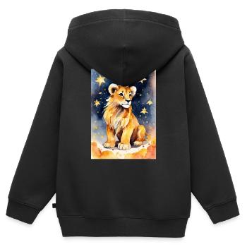 Sternzeichen Löwe - Kinder Premium Organic Zip Hoodie - Schwarz - Hinten - AI Model Kid Male (0cm)