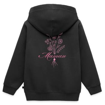 Maman avec fleurs - Sweat Premium à capuche zippé enfant bio - noir - Dos - AI Model Kid Male (0cm)
