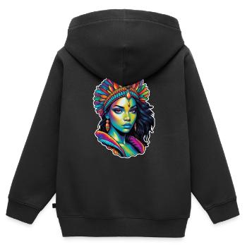 Afro Frau - Schönheit - Kinder Premium Organic Zip Hoodie - Schwarz - Hinten - AI Model Kid Male (0cm)