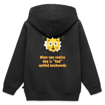 When you realize dog is God spelled backwards - Kids Premium Organic Zip-up Hoodie - black - Back - AI Model Kid Male (0cm)