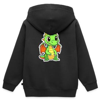 Niedlicher Drache - Kinder Premium Organic Zip Hoodie - Schwarz - Hinten - AI Model Kid Male (0cm)