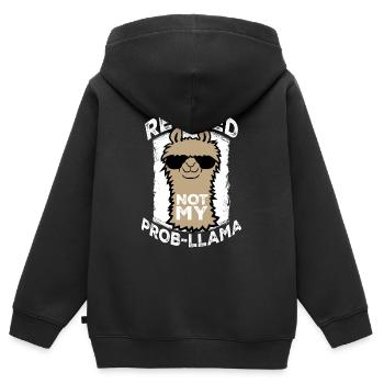 Nicht mein Prob Lama Ruhestand Prob-Llama im Ruhestand - Kinder Premium Organic Zip Hoodie - Schwarz - Hinten - AI Model Kid Male (0cm)