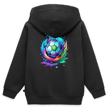 Frénésie de football Blitz au néon - Sweat Premium à capuche zippé enfant bio - noir - Dos - AI Model Kid Male (0cm)