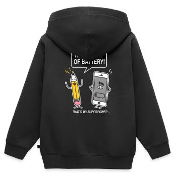 drôle humour sarcasme smartphon - Sweat Premium à capuche zippé enfant bio - noir - Dos - AI Model Kid Male (0cm)