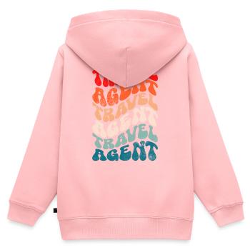 Agent de voyage rétro - Sweat Premium à capuche zippé enfant bio - rose - Dos - AI Model Kid Female (0cm)