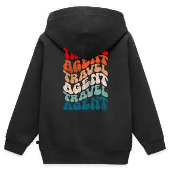 Retro Travel agent - Kinder Premium Organic Zip Hoodie - Schwarz - Hinten - AI Model Kid Male (0cm)