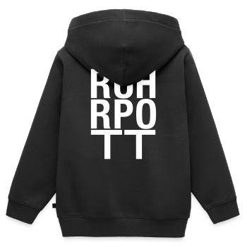 Ruhrpott, Typo, Police De Caractère, Région de la Ruhr - Sweat Premium à capuche zippé enfant bio - noir - Dos - AI Model Kid Male (0cm)