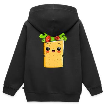Bande dessinée drôle - Sweat Premium à capuche zippé enfant bio - noir - Dos - AI Model Kid Male (0cm)