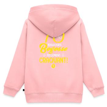 70 ans bogosse humour anniversaire 70 ans - Sweat Premium à capuche zippé enfant bio - rose - Dos - AI Model Kid Female (0cm)