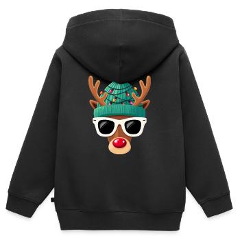 Weihnachts Rentier mit roter Nase - Kinder Premium Organic Zip Hoodie - Schwarz - Hinten - AI Model Kid Male (0cm)