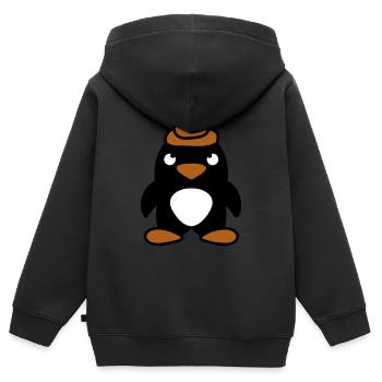Pinguin Kacke auf Kopf gemacht Lustige Kot Scheiße - Kinder Premium Organic Zip Hoodie - Schwarz - Hinten - AI Model Kid Male (0cm)