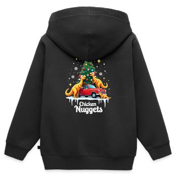 Dino Nuggets - Dinosaures ridicules - Sweat Premium à capuche zippé enfant bio - noir - Dos - AI Model Kid Male (0cm)