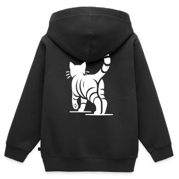 Geometrische Katze mit Streifen - Kinder Premium Organic Zip Hoodie - Schwarz - Hinten - AI Model Kid Male (0cm)