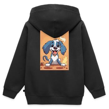 A Hilarious Tale: The Fire-Farting Dog - Kids Premium Organic Zip-up Hoodie - black - Back - AI Model Kid Male (0cm)