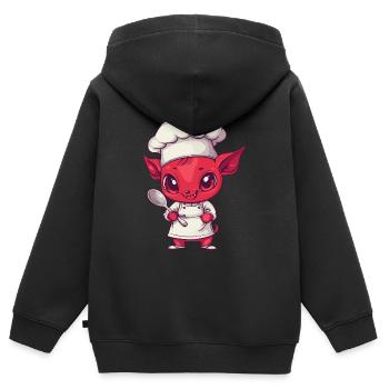 Diable de cuisine avec cuillère - Sweat Premium à capuche zippé enfant bio - noir - Dos - AI Model Kid Male (0cm)