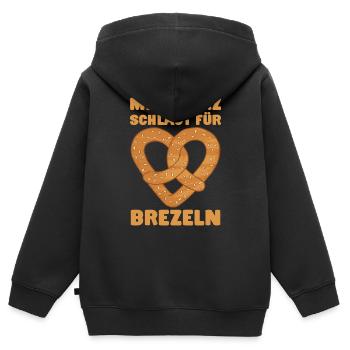 Brezel Herz Geschenk Brezeln Bretzel - Kinder Premium Organic Zip Hoodie - Schwarz - Hinten - AI Model Kid Male (0cm)