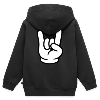 Signe de fête de bande dessinée à la main - Sweat Premium à capuche zippé enfant bio - noir - Dos - AI Model Kid Male (0cm)