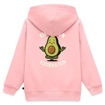 Einatmen Ausrasten Avocado Meditation Yoga Spruch - Kinder Premium Organic Zip Hoodie - Rosa - Hinten - AI Model Kid Female (0cm)