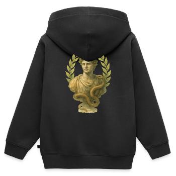 Statue Rome Aquarelle - Sweat Premium à capuche zippé enfant bio - noir - Dos - AI Model Kid Male (0cm)