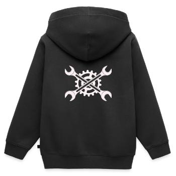 Werkzeug - Schraubendreher Schrauber Bastler - Kinder Premium Organic Zip Hoodie - Schwarz - Hinten - AI Model Kid Male (0cm)