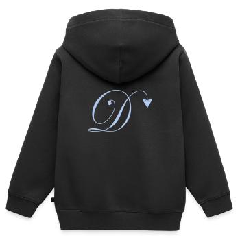 Monogramme D Vigne Coeur - Sweat Premium à capuche zippé enfant bio - noir - Dos - AI Model Kid Male (0cm)